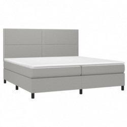 Boxspringbett mit Matratze & LED Hellgrau 200x200 cm Stoff