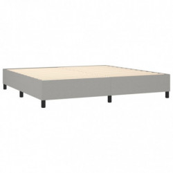 Boxspringbett mit Matratze & LED Hellgrau 200x200 cm Stoff