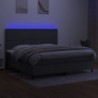 Boxspringbett mit Matratze & LED Dunkelgrau 200x200 cm Stoff