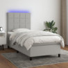 Boxspringbett mit Matratze & LED Hellgrau 90x190 cm Stoff