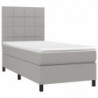 Boxspringbett mit Matratze & LED Hellgrau 90x190 cm Stoff