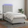 Boxspringbett mit Matratze & LED Hellgrau 90x200 cm Stoff