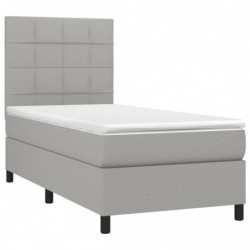 Boxspringbett mit Matratze & LED Hellgrau 90x200 cm Stoff