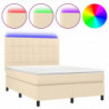 Boxspringbett mit Matratze & LED Creme 140x190 cm Stoff