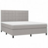 Boxspringbett mit Matratze & LED Hellgrau 180x200 cm Stoff