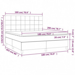 Boxspringbett mit Matratze & LED Hellgrau 180x200 cm Stoff