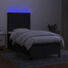 Boxspringbett mit Matratze & LED Schwarz 90x200 cm Stoff