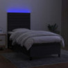 Boxspringbett mit Matratze & LED Schwarz 100x200 cm Stoff