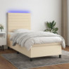 Boxspringbett mit Matratze & LED Creme 100x200 cm Stoff