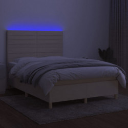 Boxspringbett mit Matratze & LED Creme 140x190 cm Stoff