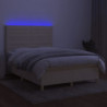 Boxspringbett mit Matratze & LED Creme 140x190 cm Stoff