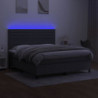 Boxspringbett mit Matratze & LED Dunkelgrau 180x200 cm Stoff