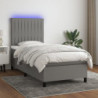 Boxspringbett mit Matratze & LED Dunkelgrau 80x200 cm Stoff