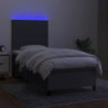 Boxspringbett mit Matratze & LED Dunkelgrau 80x200 cm Stoff