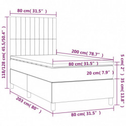 Boxspringbett mit Matratze & LED Dunkelgrau 80x200 cm Stoff