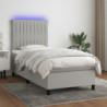 Boxspringbett mit Matratze & LED Hellgrau 90x190 cm Stoff