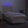 Boxspringbett mit Matratze & LED Creme 90x190 cm Stoff