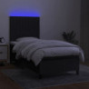 Boxspringbett mit Matratze & LED Schwarz 90x200 cm Stoff