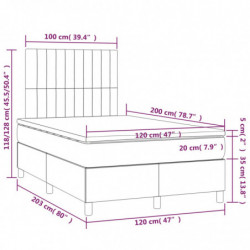 Boxspringbett mit Matratze & LED Dunkelgrau 120x200 cm Stoff