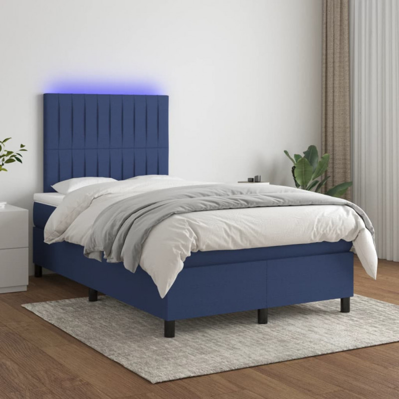 Boxspringbett mit Matratze & LED Blau 120x200 cm Stoff