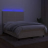 Boxspringbett mit Matratze & LED Creme 140x190 cm Stoff