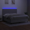 Boxspringbett mit Matratze & LED Hellgrau 180x200 cm Stoff