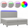 Boxspringbett mit Matratze & LED Hellgrau 200x200 cm Stoff