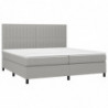 Boxspringbett mit Matratze & LED Hellgrau 200x200 cm Stoff