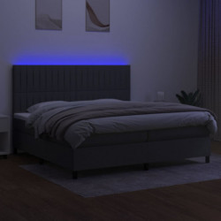 Boxspringbett mit Matratze & LED Dunkelgrau 200x200 cm Stoff