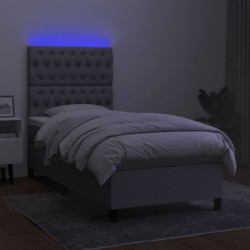 Boxspringbett mit Matratze & LED Hellgrau 80x200 cm Stoff