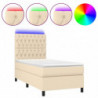 Boxspringbett mit Matratze & LED Creme 90x190 cm Stoff