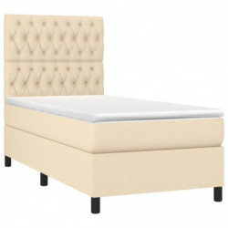 Boxspringbett mit Matratze & LED Creme 90x190 cm Stoff