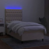 Boxspringbett mit Matratze & LED Creme 90x190 cm Stoff