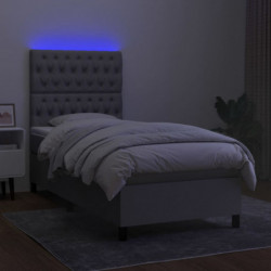 Boxspringbett mit Matratze & LED Hellgrau 100x200 cm Stoff