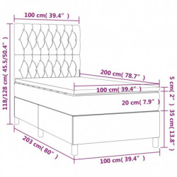 Boxspringbett mit Matratze & LED Dunkelgrau 100x200 cm Stoff