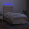 Boxspringbett mit Matratze & LED Creme 100x200 cm Stoff