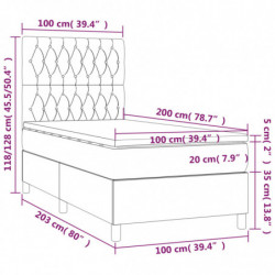 Boxspringbett mit Matratze & LED Creme 100x200 cm Stoff