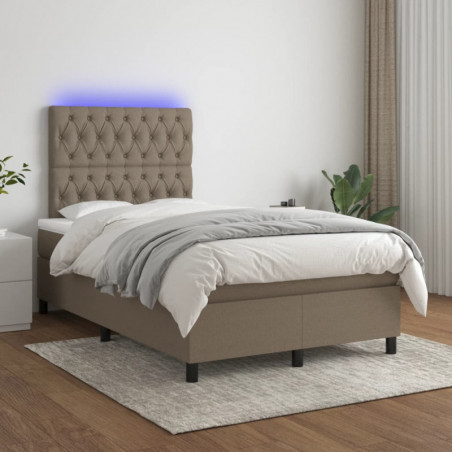 Boxspringbett mit Matratze & LED Taupe 120x200 cm Stoff