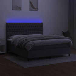 Boxspringbett mit Matratze & LED Dunkelgrau 180x200 cm Stoff