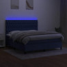 Boxspringbett mit Matratze & LED Blau 180x200 cm Stoff