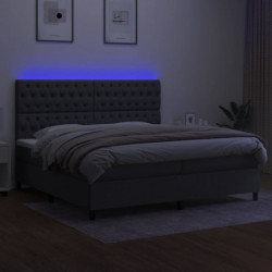 Boxspringbett mit Matratze & LED Dunkelgrau 200x200 cm Stoff