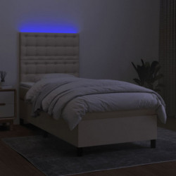 Boxspringbett mit Matratze & LED Creme 90x190 cm Stoff