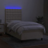 Boxspringbett mit Matratze & LED Creme 90x190 cm Stoff