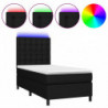 Boxspringbett mit Matratze & LED Schwarz 90x200 cm Stoff