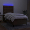 Boxspringbett mit Matratze & LED Dunkelbraun 100x200 cm Stoff