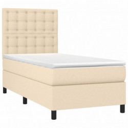 Boxspringbett mit Matratze & LED Creme 100x200 cm Stoff