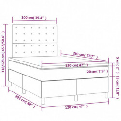 Boxspringbett mit Matratze & LED Dunkelbraun 120x200 cm Stoff