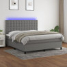 Boxspringbett mit Matratze & LED Dunkelgrau 180x200 cm Stoff