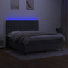 Boxspringbett mit Matratze & LED Dunkelgrau 180x200 cm Stoff