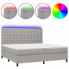 Boxspringbett mit Matratze & LED Hellgrau 200x200 cm Stoff